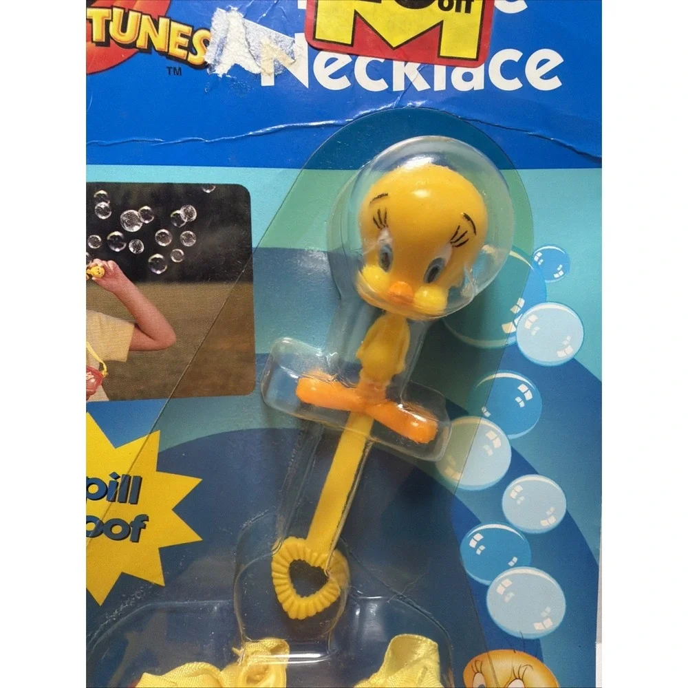 Vintage 1999 TWEETY BIRD Bubble Necklace Looney Tunes Tootsie Toy Spill Proof