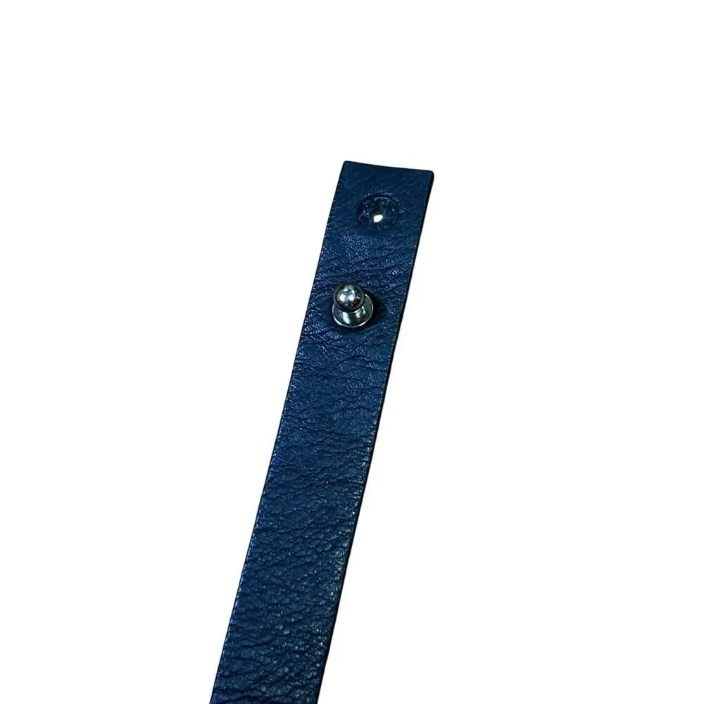 B-LOW THE BELT Black Leather Studded Bow Waistband Belt Size XS‎