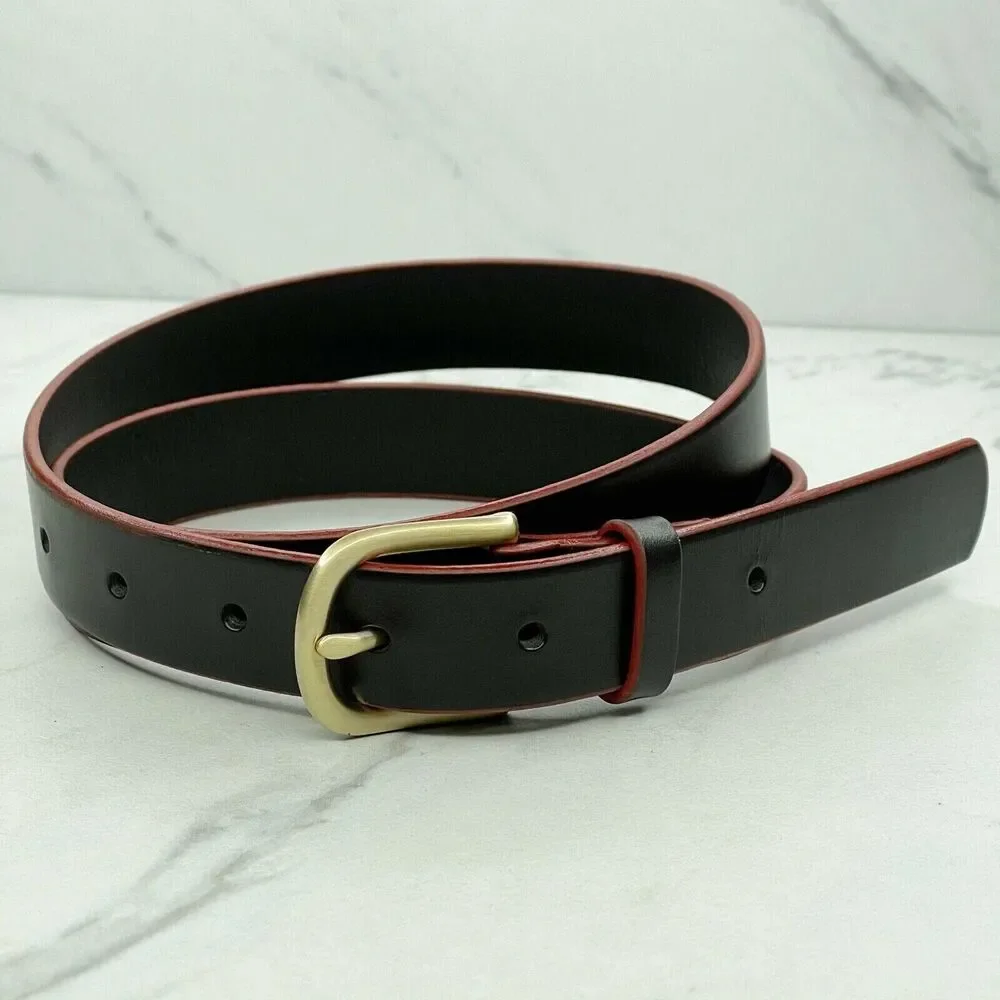 Delta Airlines Black Leather Belt with Red Trim Size Small S