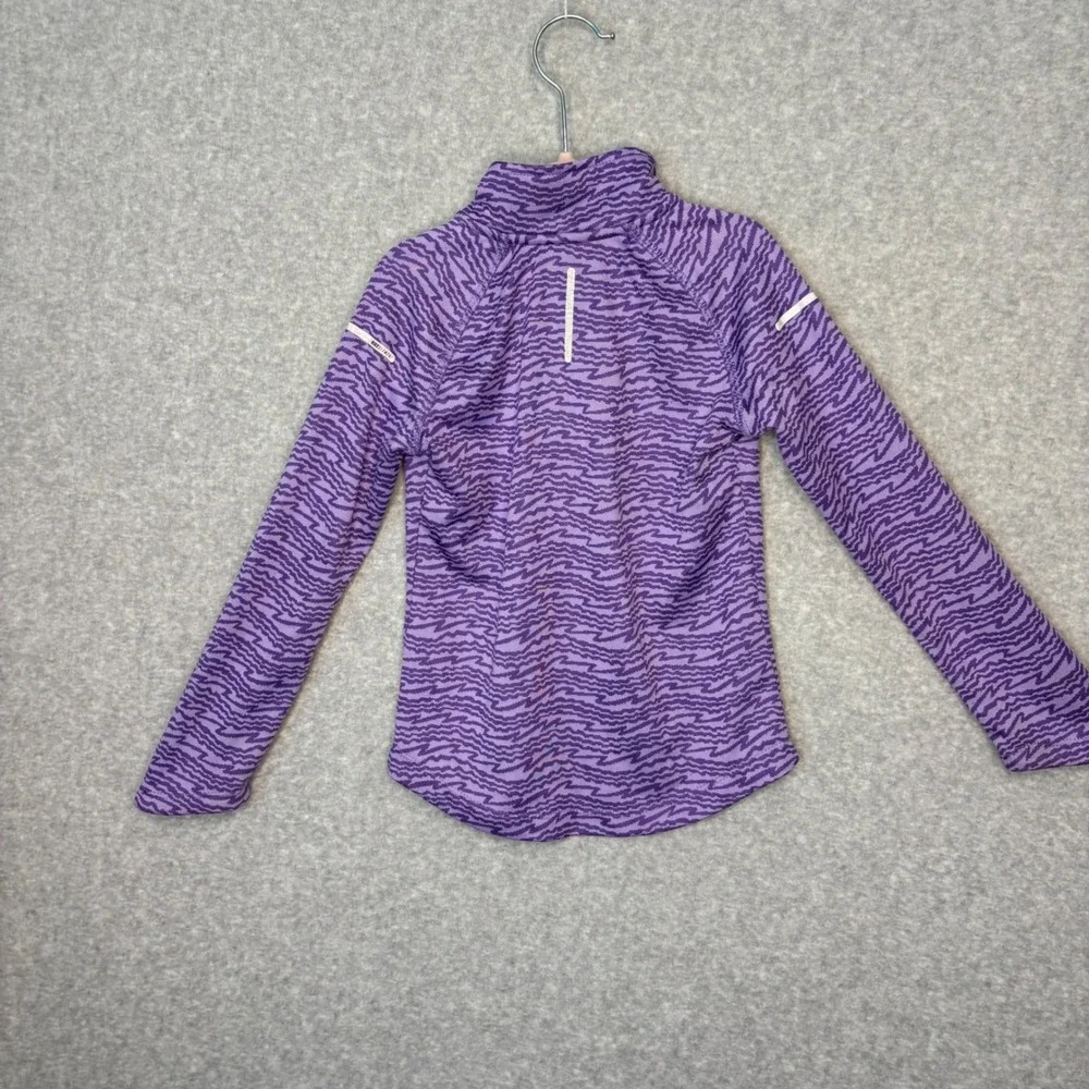 Nike Running Girls Kids 1/4 Zip Jacket Top Purple Neon Green Dri Fit Lightweight