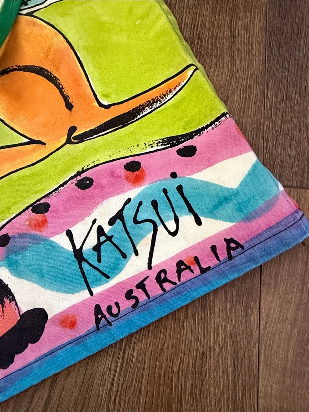 Vintage Katsui Australia Whimsical Hand painted/hand printed Collectible Apron