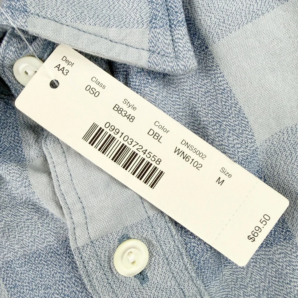 J.Crew Mens Shirt Size M Long Sleeve Check Plaid Blue 100% Cotton‎ NWT