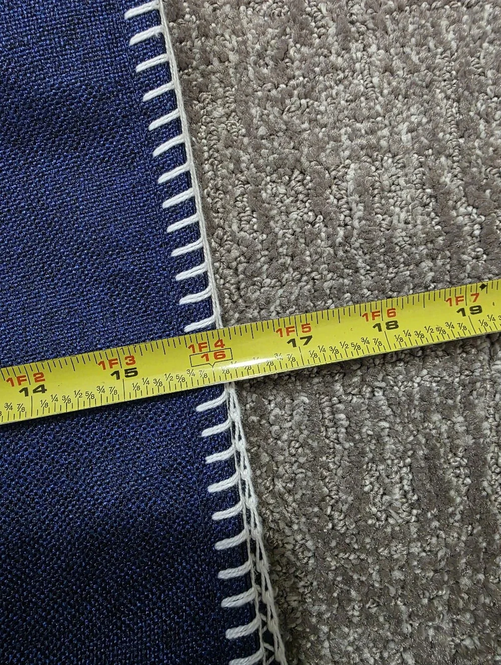 Navy Blue Table Runner White Whipstitch Coastal Farmhouse Nautical Beach 16x90