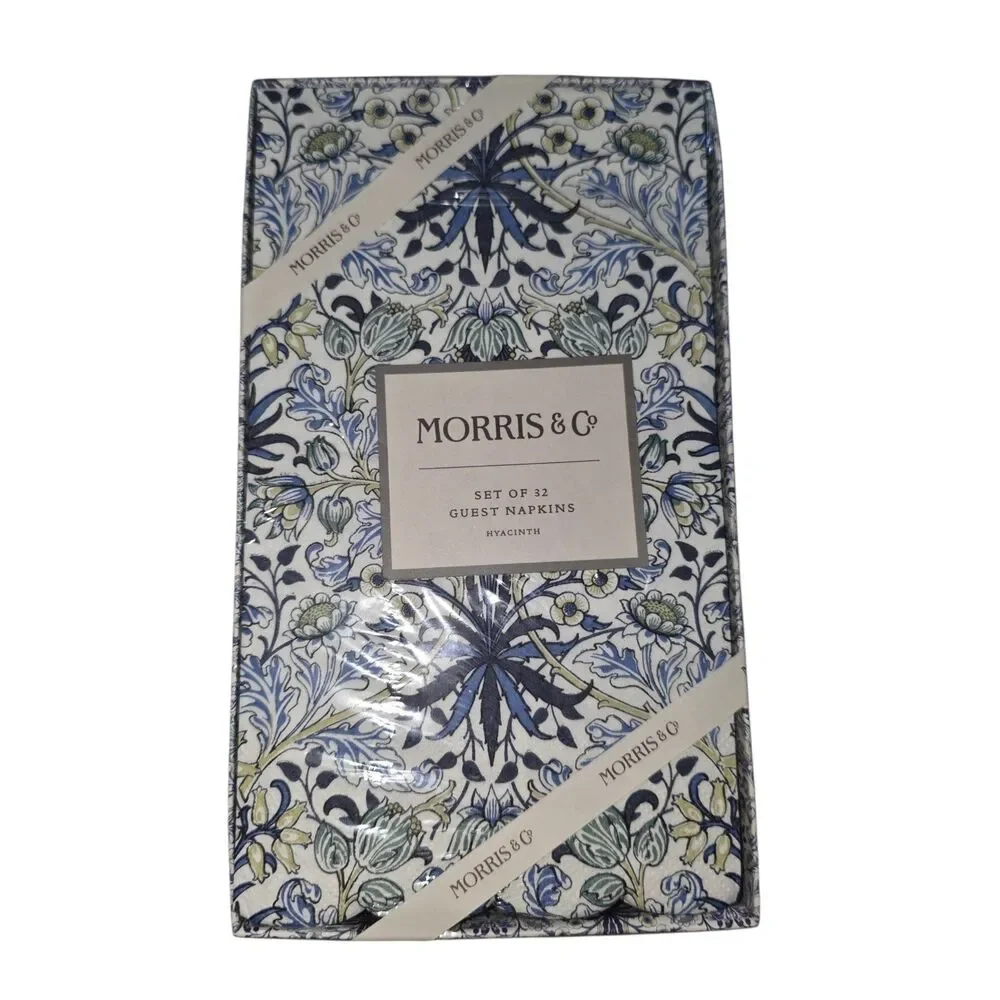 Morris & Co. Guest Paper Napkins Set of 32 Pink Green Floral 