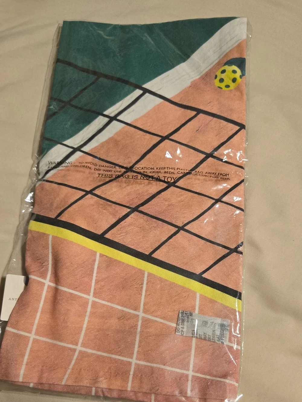 NWT Anthropologie Pickleball Dish Towel with Paddle Design - Green & Gray