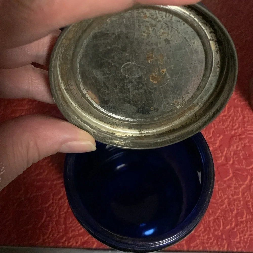 Rare vintage cobalt blue Burma-Shave jar