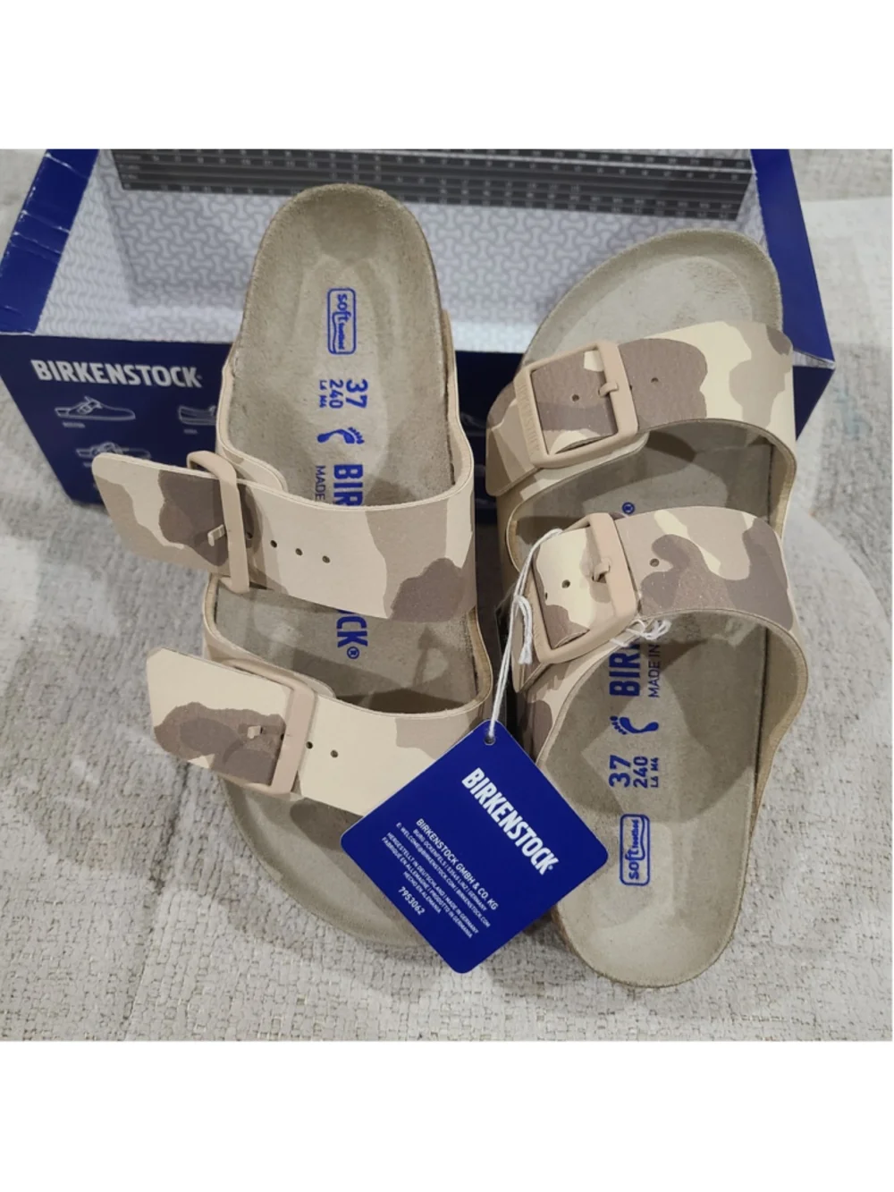 NEW Birkenstock Arizona Soft Footbed Slide Sandal Desert Soil Gray Taupe Sz 6