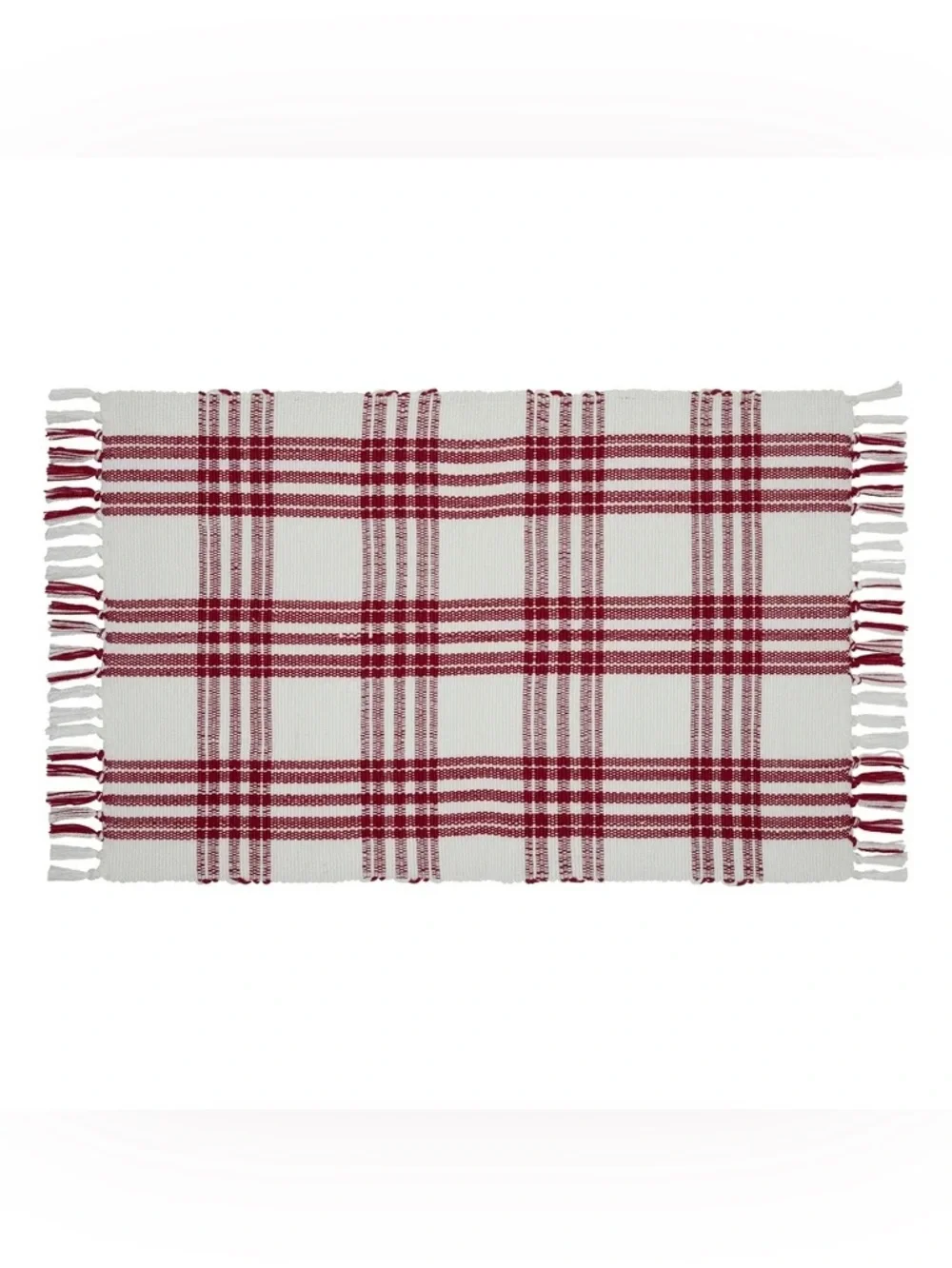 My Texas House Indoor/Outdoor Plaid Accent Rug, Red and White, 24