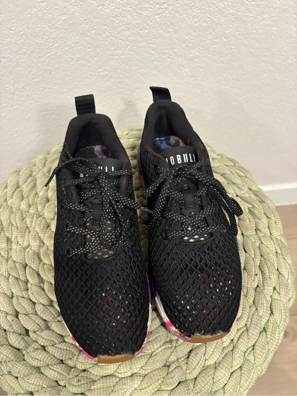 NOBULL Black Space Floral Mesh Runner Trainer Lace Up Sneakers Size 7
