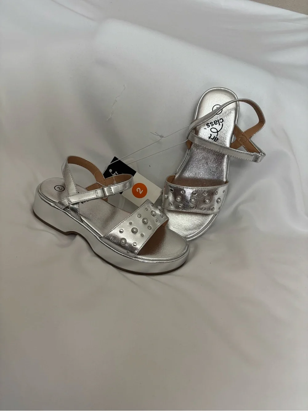 art class Metallic Silver Studded Platform Sandals