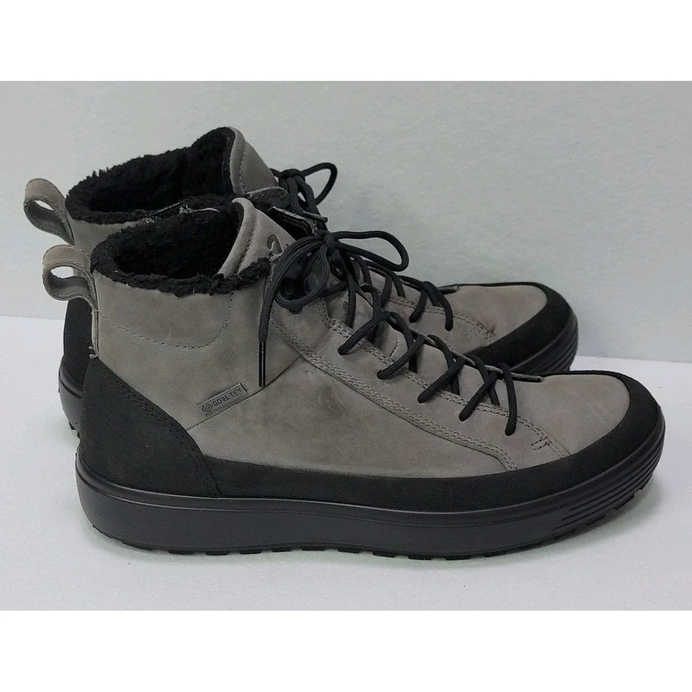 ECCO‎ Gore-Tex Soft 7 Waterproof Leather Boots Mens 10-10.5 EU 44 Titanium Black