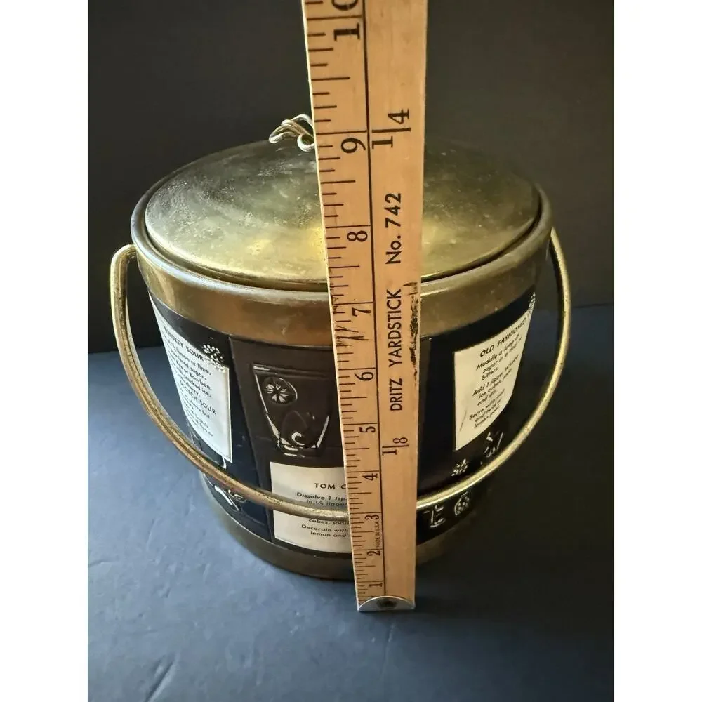 Vtg Ice Bucket Serve Master Ice Bucket Barware MCM Cocktail Drinks 1960s Brass