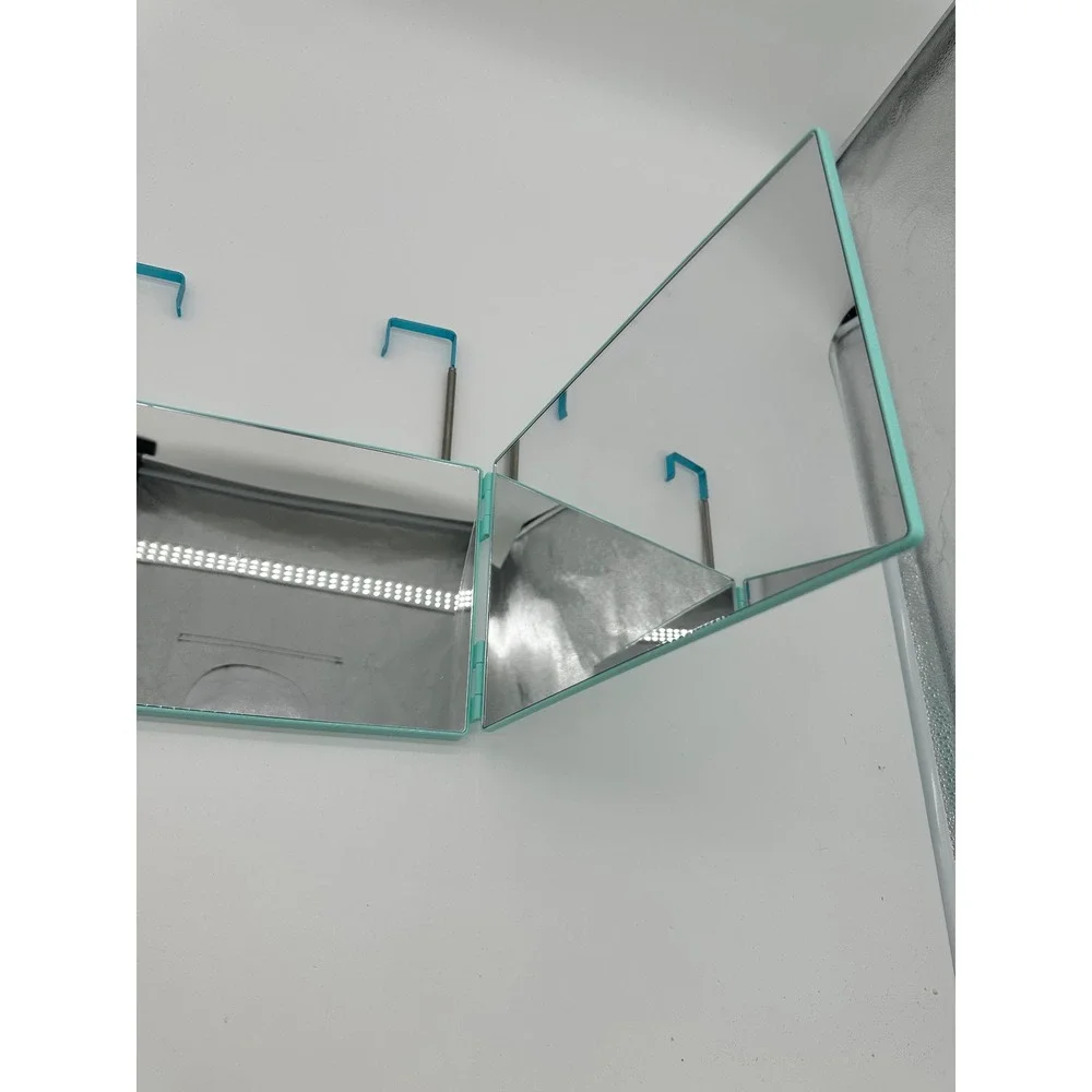 Self Style 3-Way Trifold Mirror Unisex‎ Hanging 360 Haircut Grooming Teal OS
