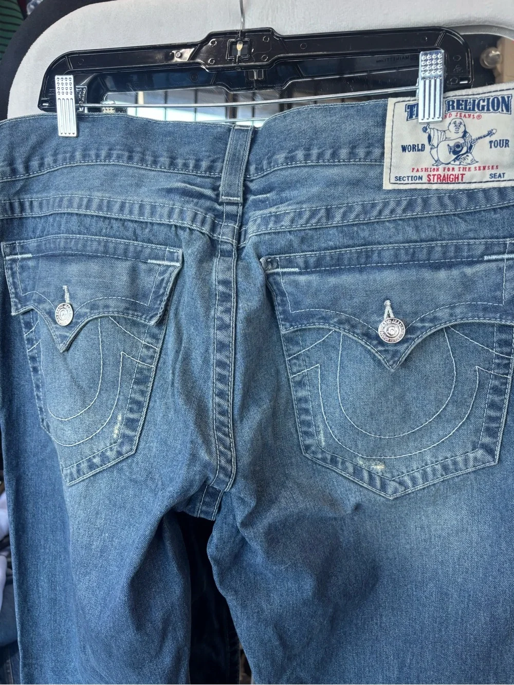 True Religion Men's Medium Blue Washed Relaxed Jeans