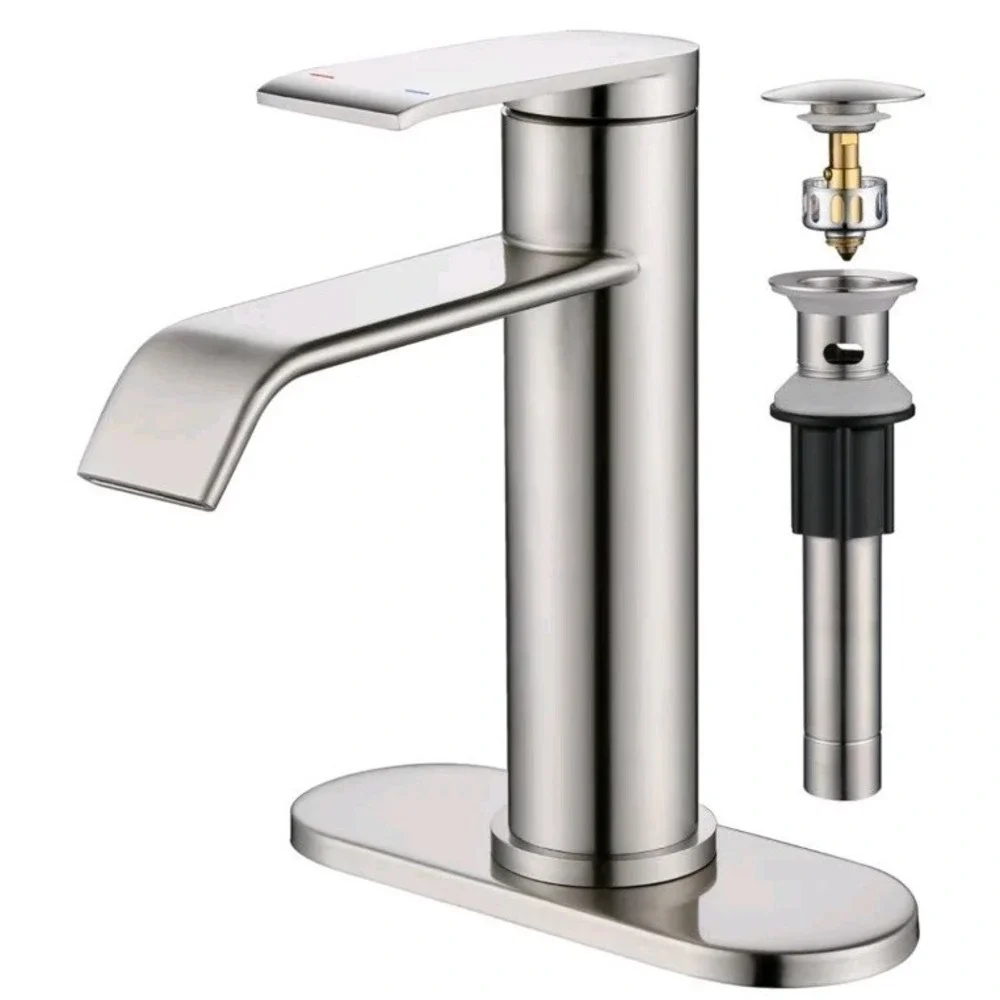 Brushed Nickel Waterfall Single Handle‎ Bathroom Faucet