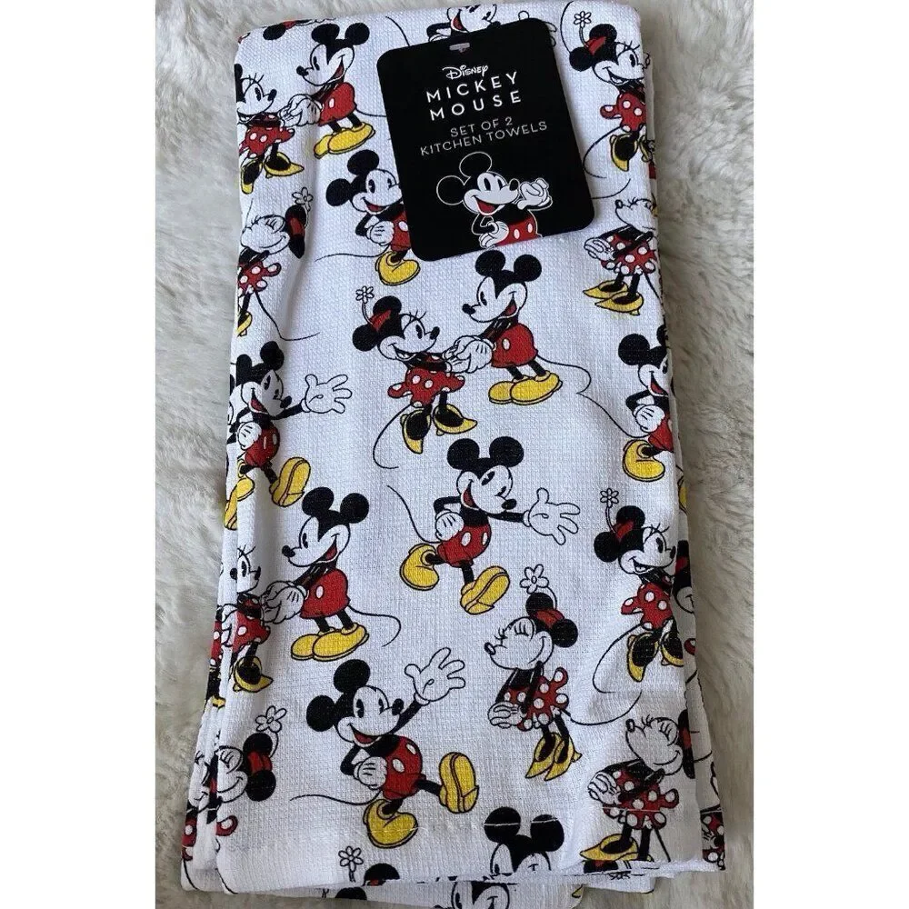 2 Pack Disney Mickey Minnie Mouse Classic Kitchen Towels 16 X 26”‎ NEW