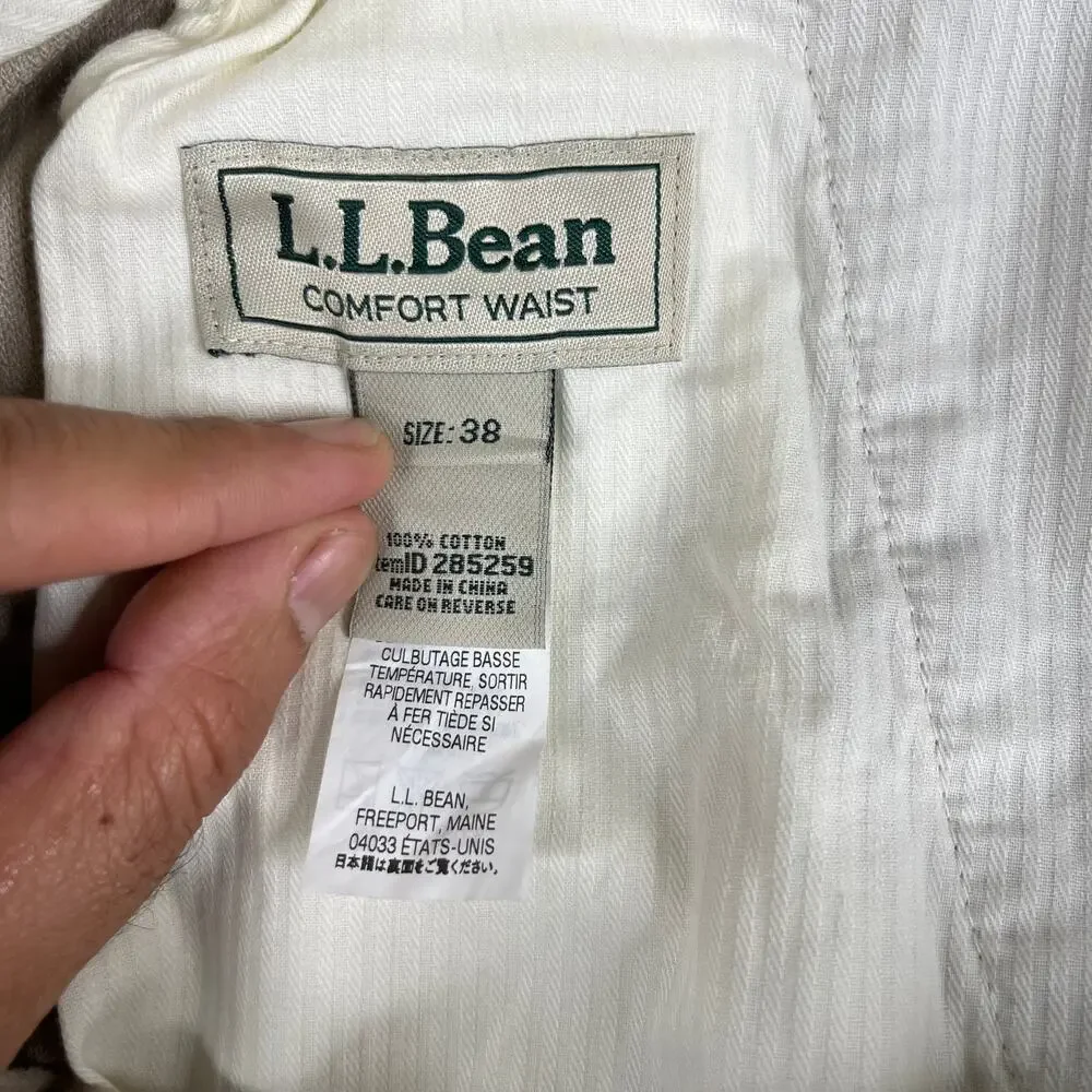 L.L.Bean Corduroy Pants Mens‎ Size 38 Beige Comfort Waist Casual Straight Leg