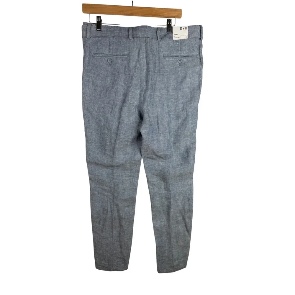 New Express Men's Cropped Removable Belt High Rise Paper bag Pants‎ Size 30 x 32