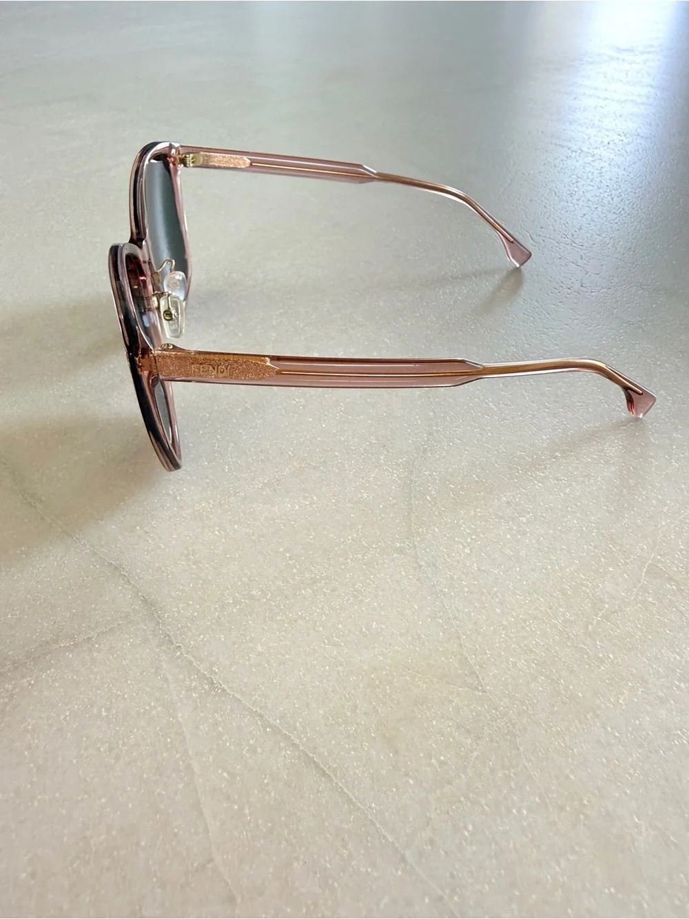 Fendi Fine Geometric Sunglasses Pink Smoke Italy 53mm Authentic