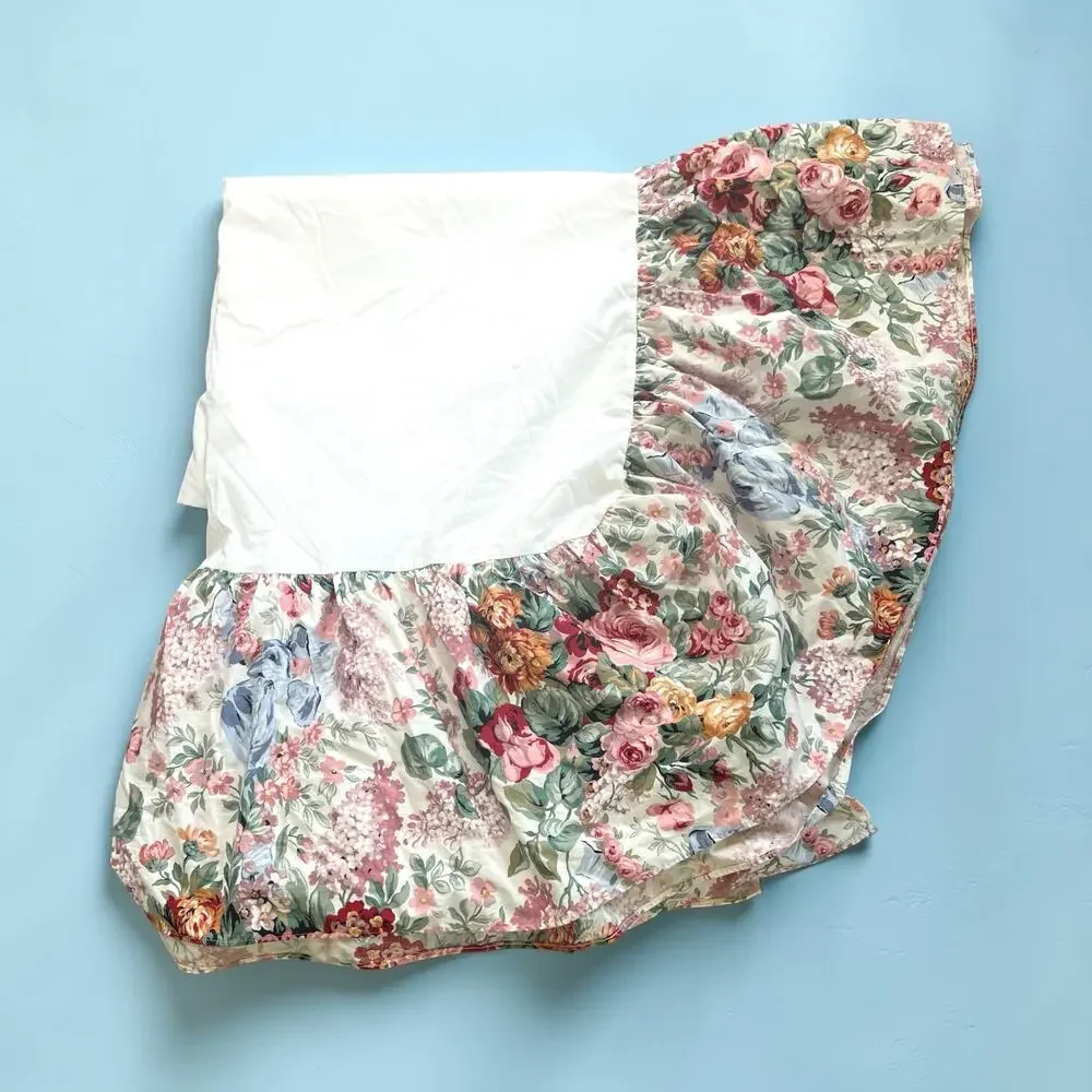 Ralph Lauren Allison bed skirt dust ruffle floral roses French country