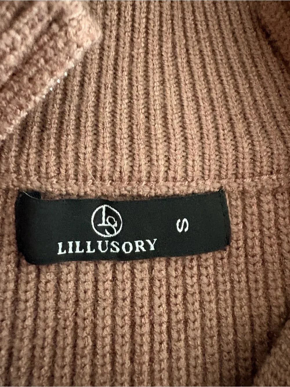Striped Brown Half‑Zip Cowl Neck Sweater
