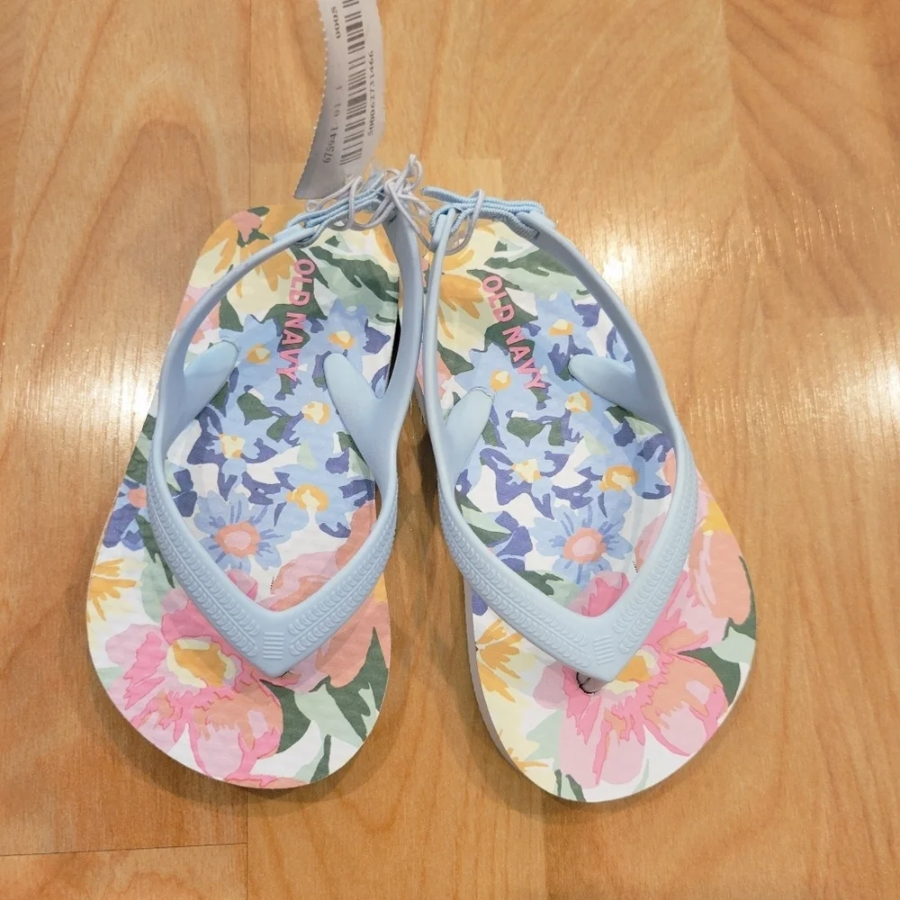 Old Navy Floral Toddler Flip Flops Multicolor Size 5 New