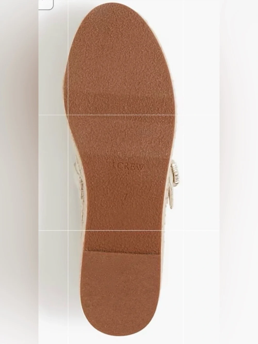 J.Crew Women’s Cream Espadrille Mary Jane Flats with Pearl Buckle size 6
