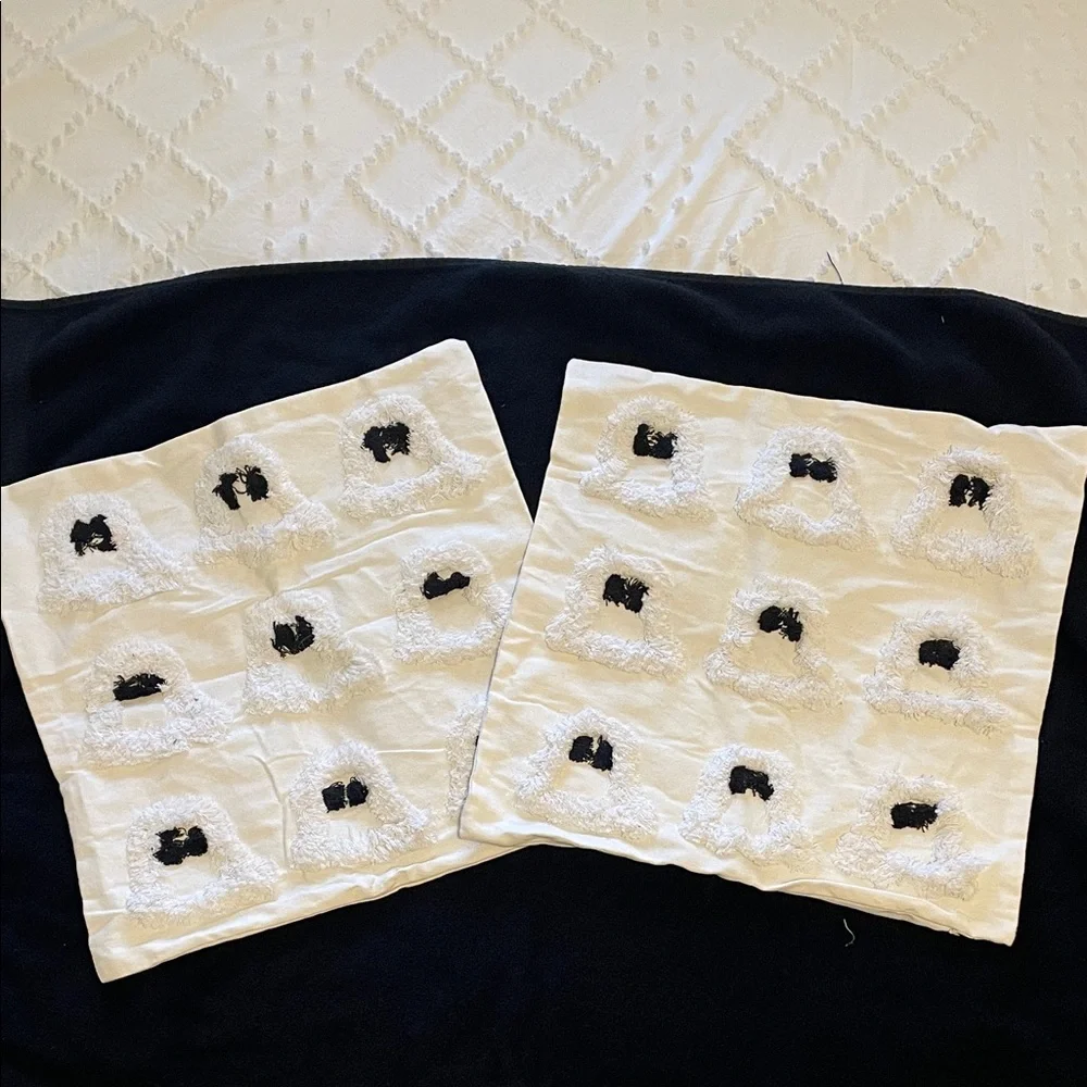 White Ghost Patterned Pillow Covers new set of 2