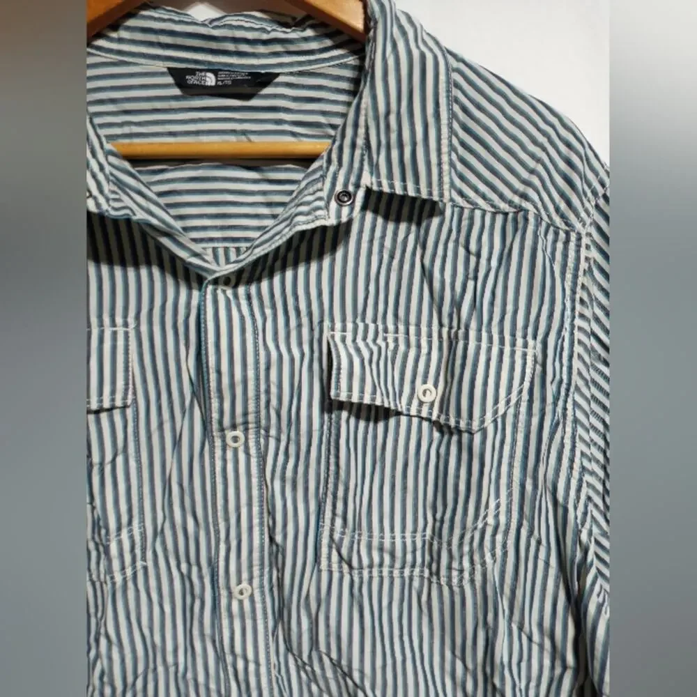 The North Face Outdoor Camp Snap Men's Striped Short Sleeved Shirt Size XL
