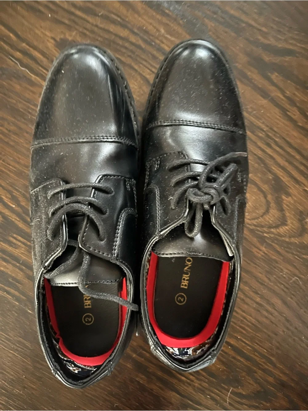 Boys Black Leather Lace-Up Dress Shoes