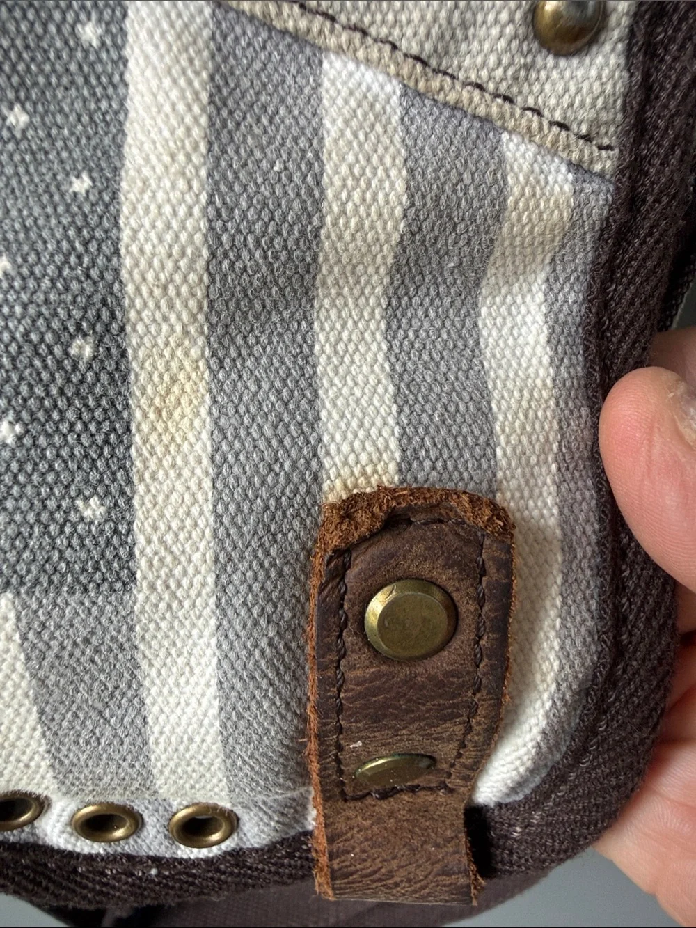 Casual Patchwork Crossbody Sling Bag - Brown & Cream