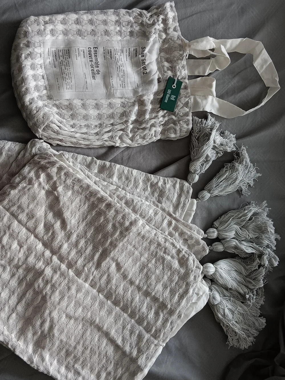 Urban Outfitters White Cotton Care-Label Shams. Standard Pillow Size