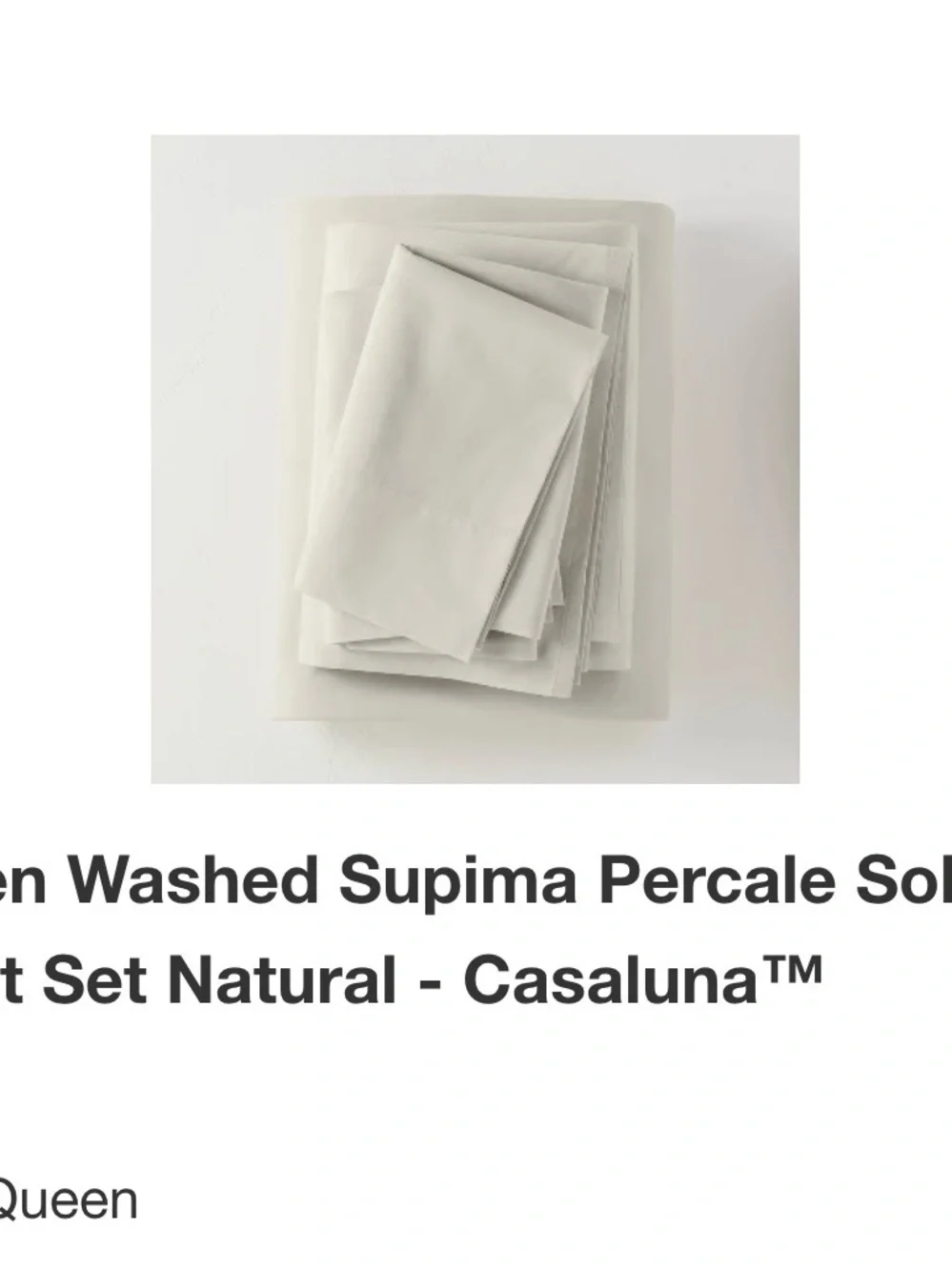 Casaluna Washed Percale Sheet Set in Natural White
