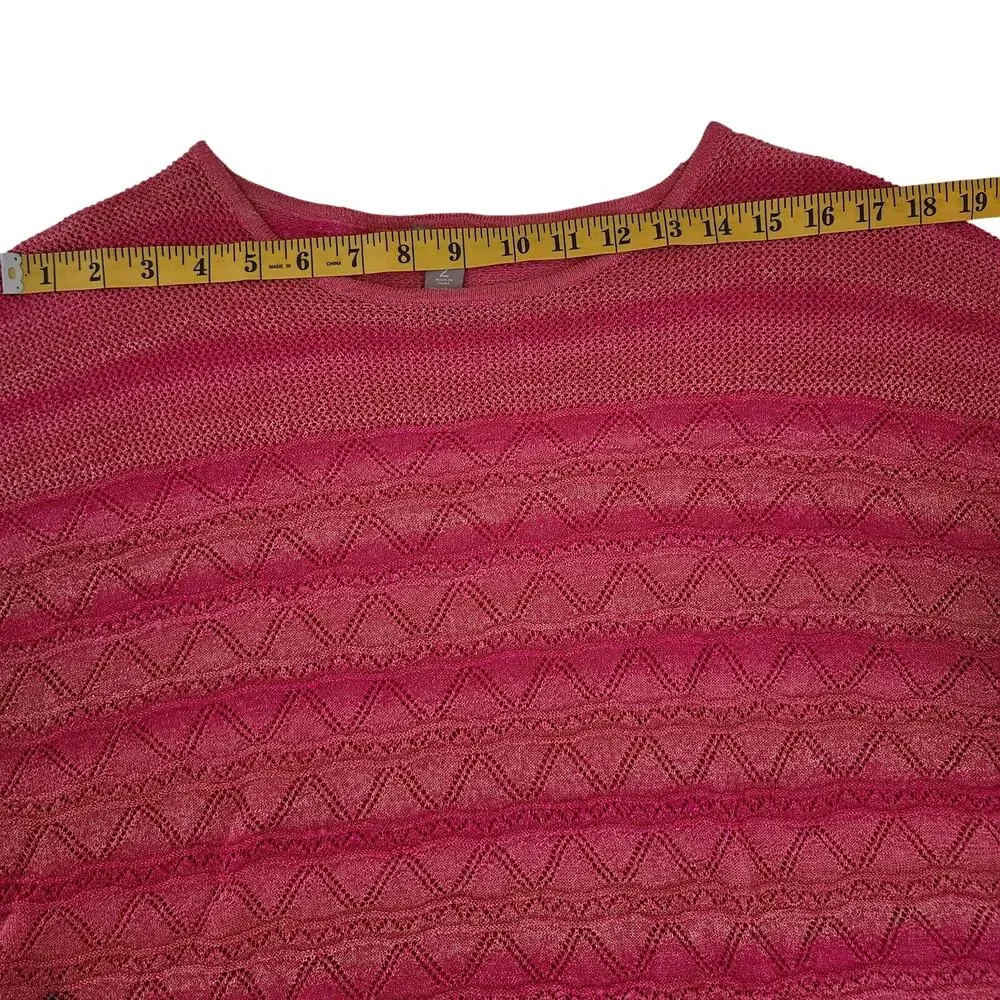 Chico's Bright Pink Lightweight Knit Short Sleeved Round Neckline Top