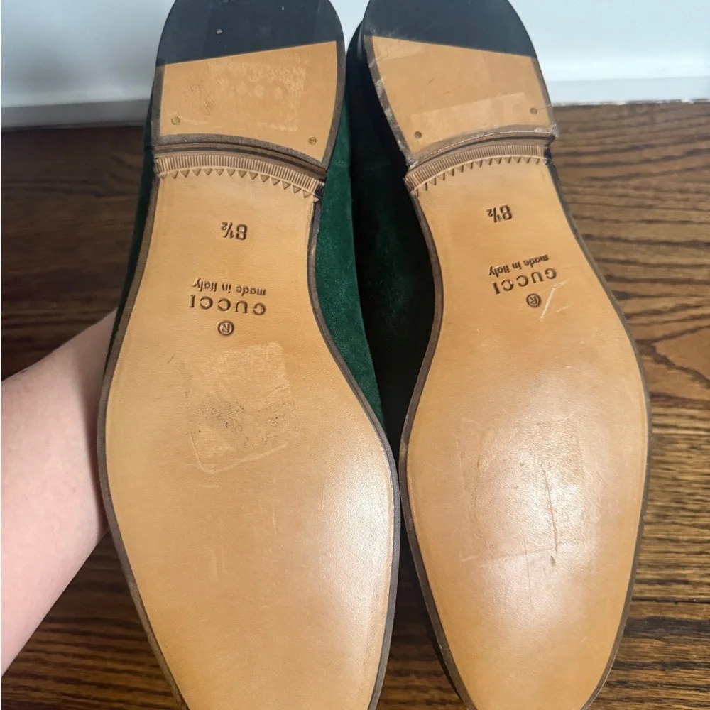 $1,090 Gucci Green Suede Loafers men’s 9