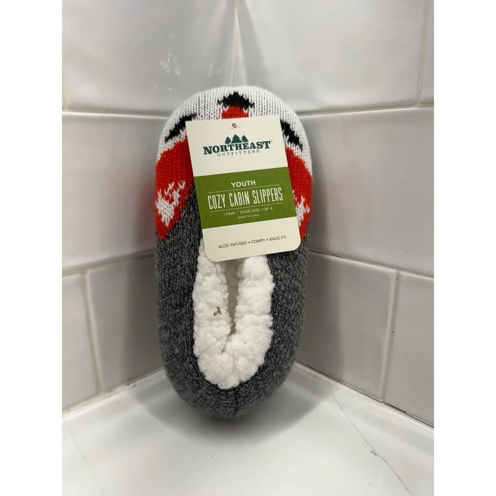 Northeast Outfitters Cozy Cabin Boys' Fox Slippers youth 13-4