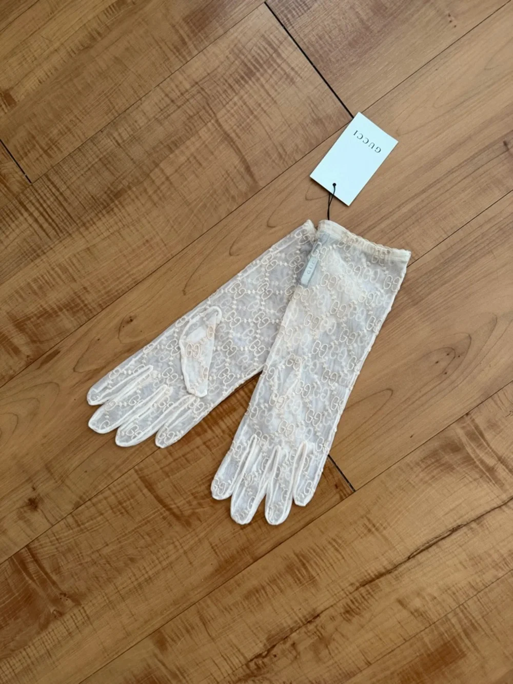 Luxury Embroidered GG Monogram Sheer Mesh Lace Gloves in Black ❗️last pair❗️