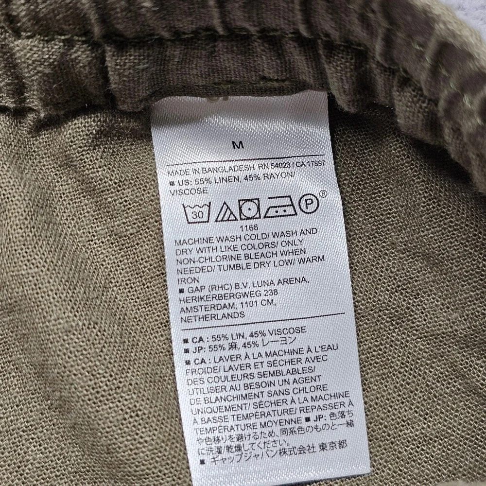 Banana Republic Womens Olive Green Linen Blend Straight High-Rise Pants Size M