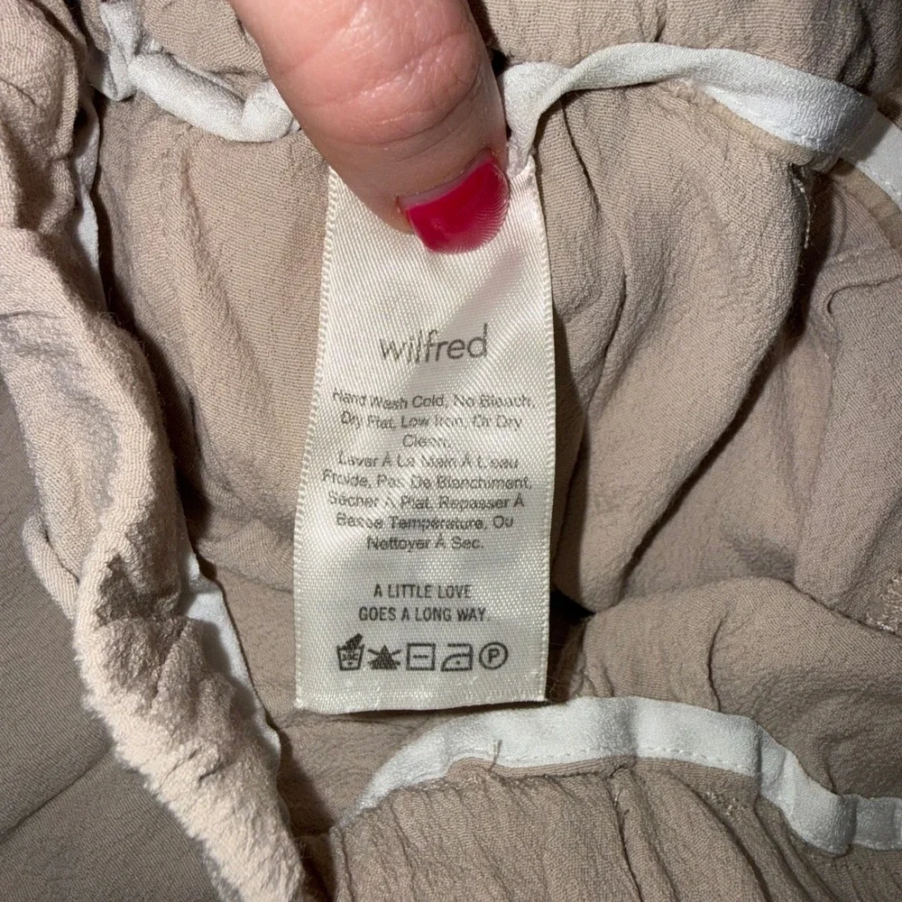 Wilfred‎ Wide Leg Tie Waist Pants Womens Small Beige Excellent Viscose Rayon