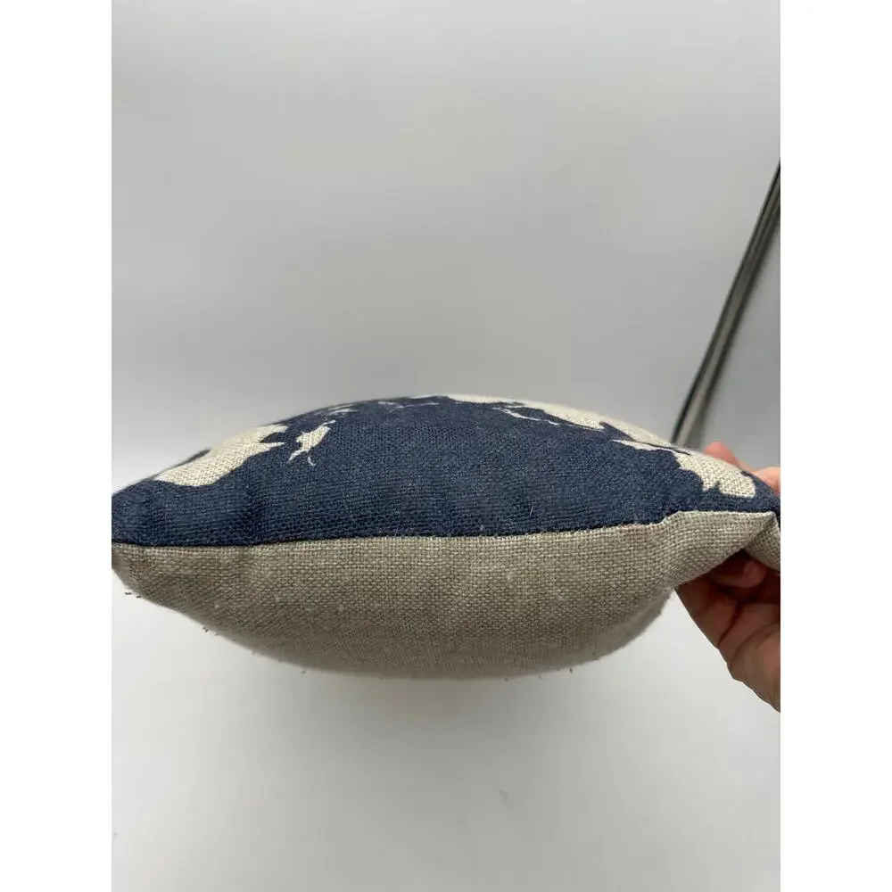 Burlap Linen Dark Blue World Map 18