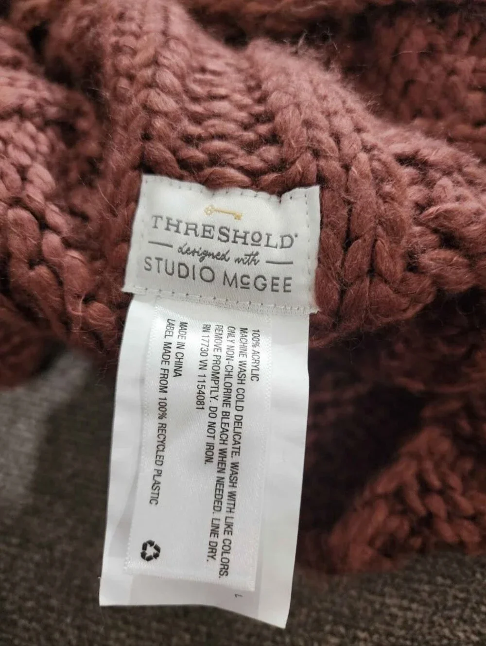 Threshold Matching Burguny Basket Weave Pillows & Throw Blanket