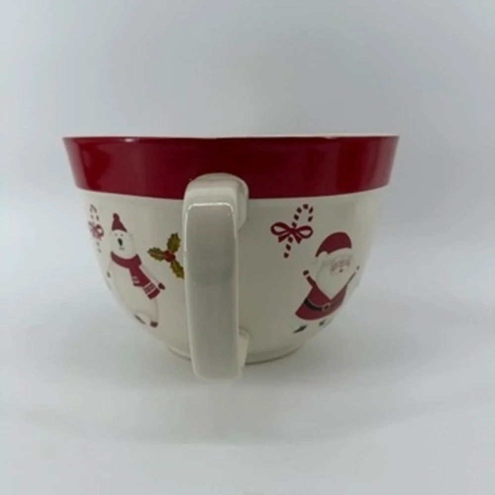 The Bake Shop Masterclass Christmas Ceramic Mixing Bowl Santa Reindeer Red Cream
