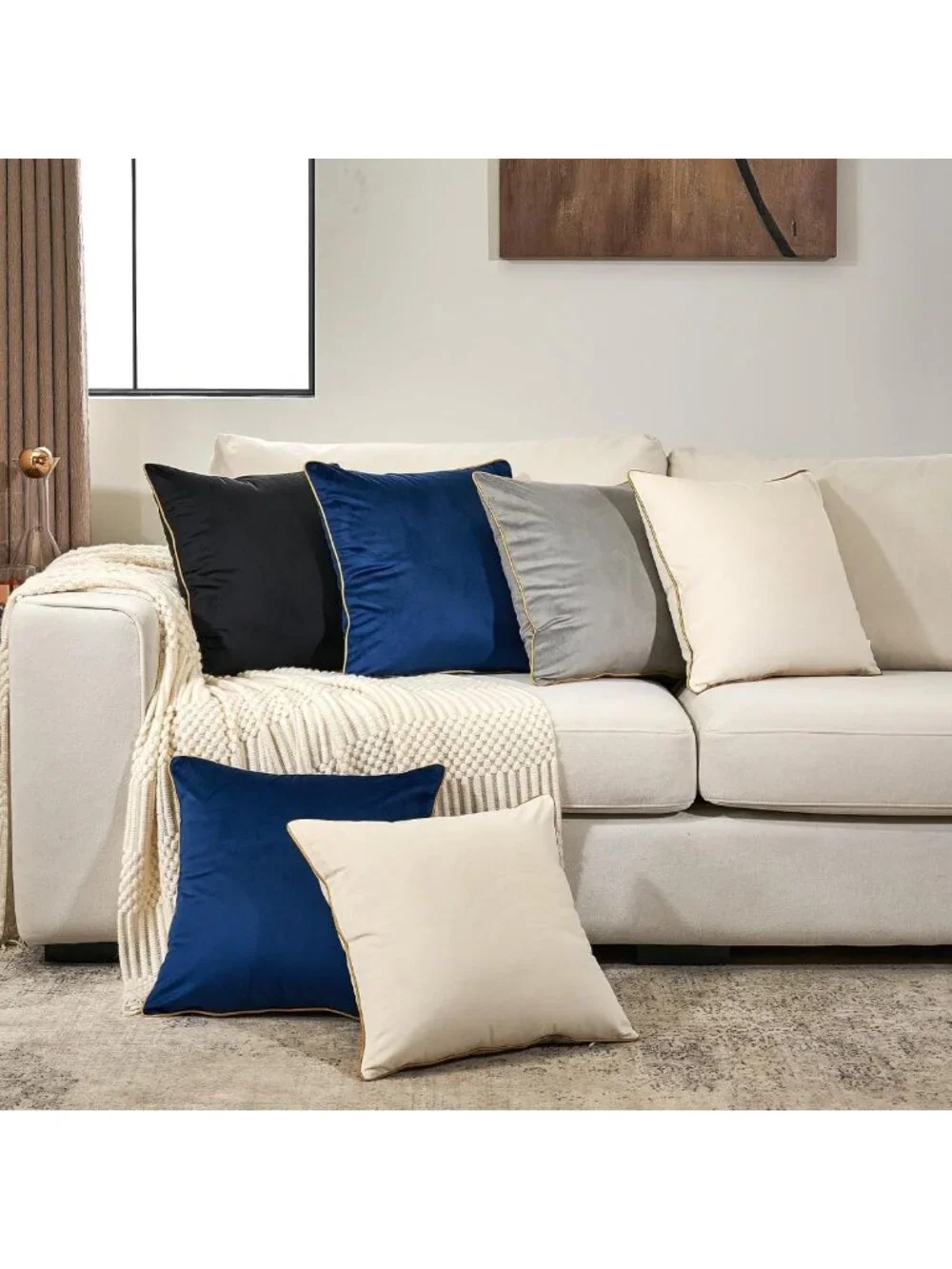 Set of 2 Soft Velvet Square Pillow Covers | Modern Decorative Cushion Cases