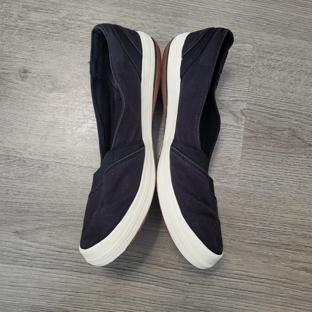 Keds Womens Black Canvas Slip On Ortholite Sneakers Flats Casual Comfort 8.5