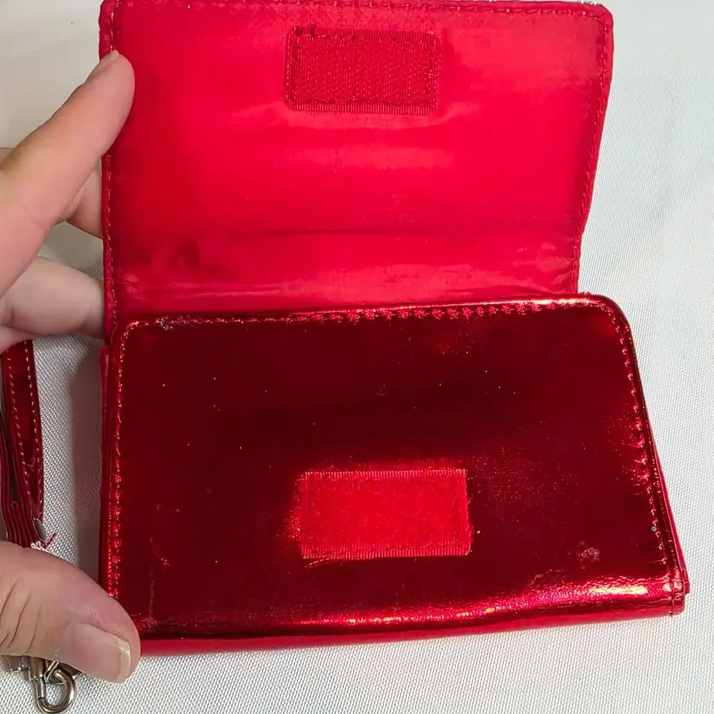 Justice Red Wallet Purse Free To Be Me Clutch Wristlet Red White Blue Used