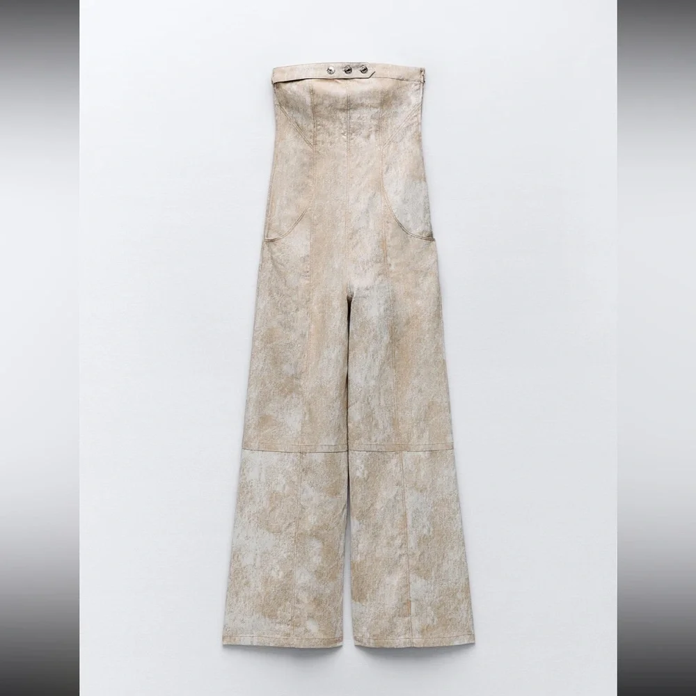 ZARA Printed linen blend jumpsuit 8217/072