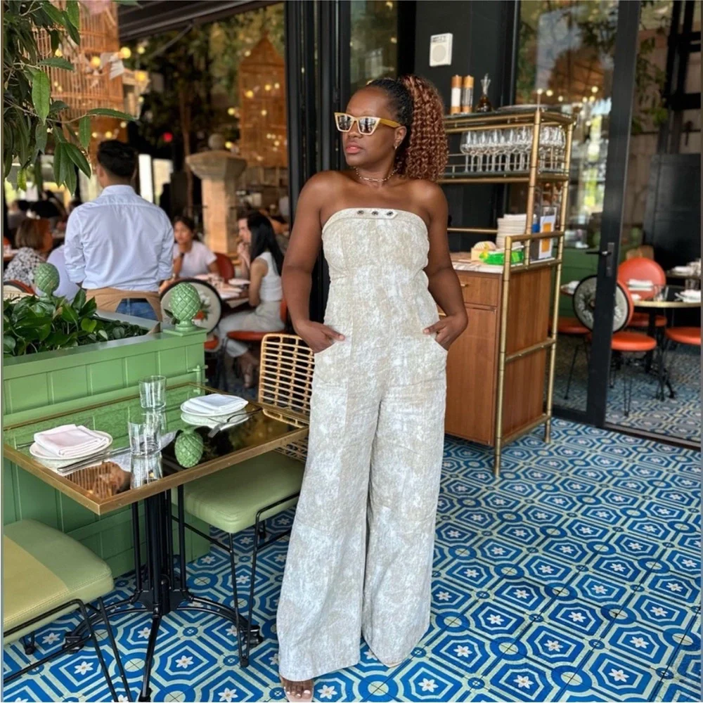 ZARA Printed linen blend jumpsuit 8217/072
