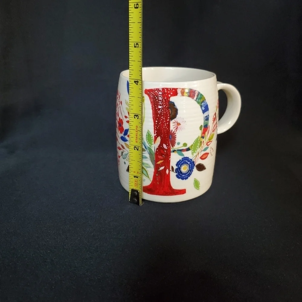 Anthropologie Petal Palette Monogram Letter P Mug