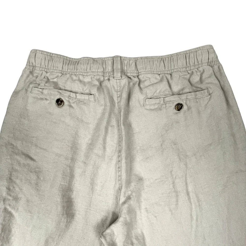 28 Palms Mens 100% Linen Pants L 32 Beige Straight Pockets Cruise Beach Wedding