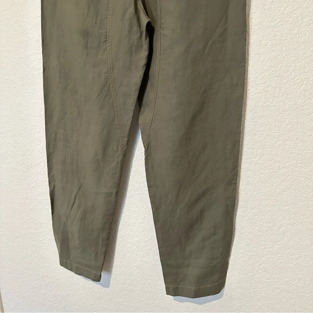 New Zara $119 SRPLS Surplus Linen Embroidered Green Pants Small 2747/972